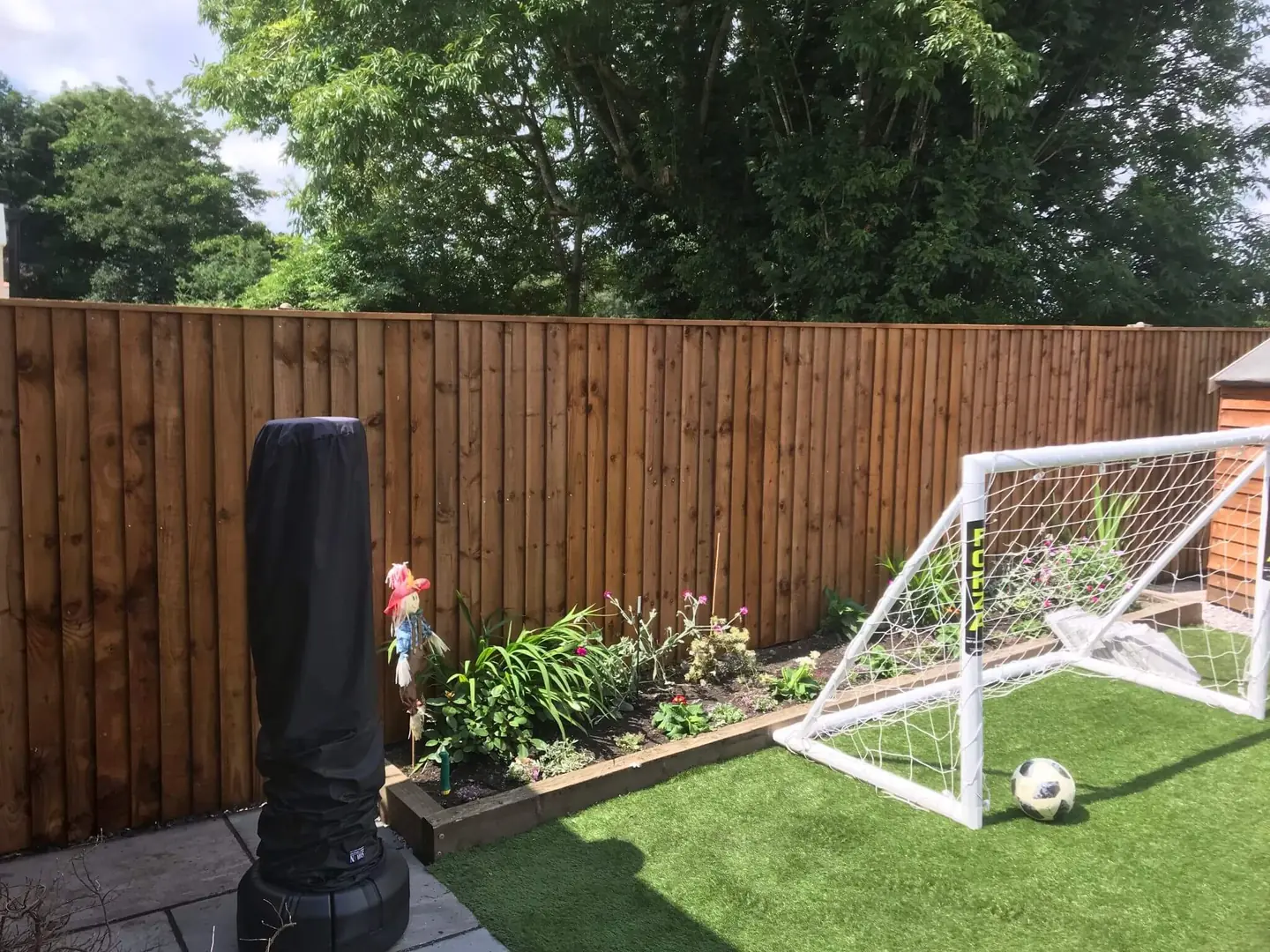 Timber fencing enclosing a family back garden